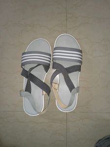 Cement Sky-blue Heel Belt Slippers