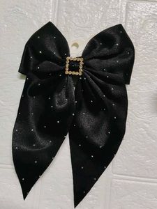 Sparkling Black Bow Hair Clip