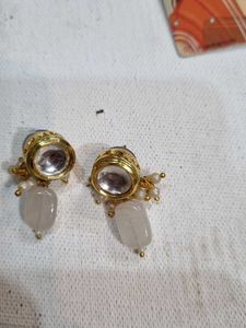 Elegant Kundan Pearl Drop Earrings