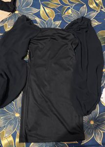 Chic Black Dress with Dramatic balloon Sleeves