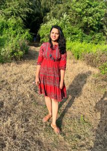 Red Boho Tiered Mini Dress