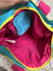 Fastrack Pink &amp; Yellow Canvas Tote Bag