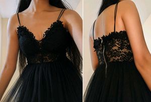 Elegant Black Lace Tulle Dress