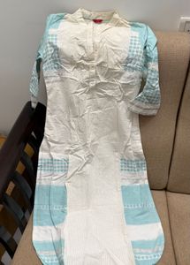 Women's White &amp; Blue Kurta