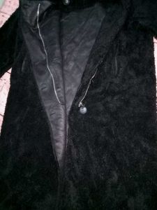 Cozy Black Longline Fleece Coat