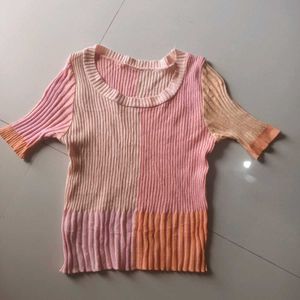 Color Block Ribbed Knit Top