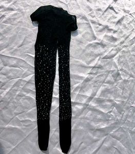 Rhinestone Black fishnet Stocking