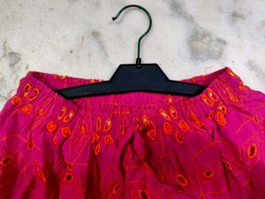 Pink Broderie Anglaise Ethnic Skirt