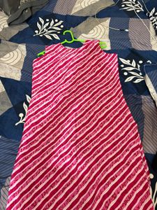 Pink & White Striped Kurta