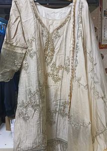 ( Sale) Zari Embroidered And Beaded Cotton Suit