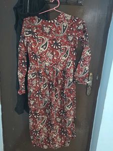 Maroon Print Kurti set comes with legging and dupa