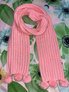 Chunky crochet Scarf with Pom Poms