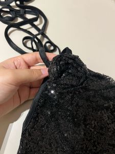 Sparkly Black Halter Dress