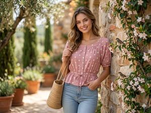 Charming Polka Dot Tie-Waist Top