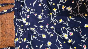 Navy Blue Floral Cold Shoulder Dress