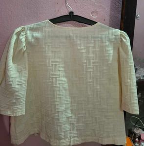 Elegant Pearl Detail Puff Sleeve Top