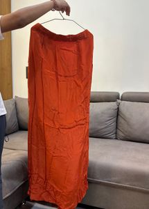 Elegant Orange short blouse and skirt with shrug