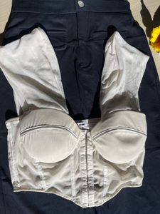 Sheer Corset Top with Blue skirt