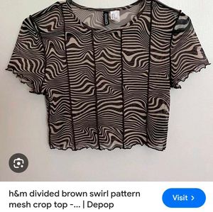 Brown Swirl Mesh Crop Top