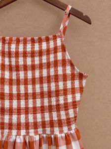 Rust Gingham Tiered Sundress