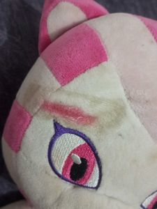 Cute Pink &amp; White Striped Cat Plush Toy
