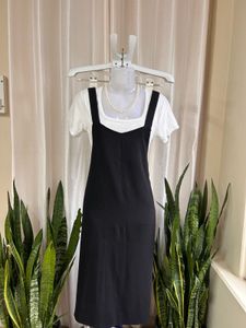 Korean Black Pinafore Dress