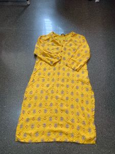 Yellow Printed Kurta