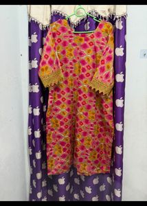 Vibrant Floral Print Kurta Set with Dupatta