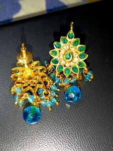 SEA GREEN PEARL AND STONE EARRINGS