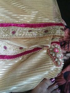 Embroidered Saree with Pearl Embellishments