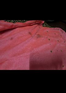 Elegant Pink &amp; Gold Embellished Saree