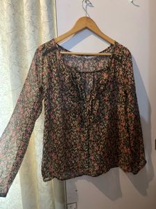 Floral Chiffon Tie-Front Top 🌸