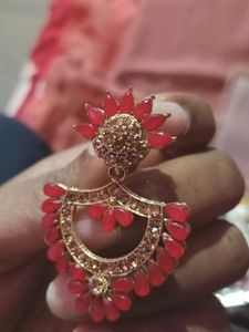 Red &amp; Gold Statement Earrings