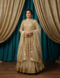 mastani anarkali  dress all over golden colour loo