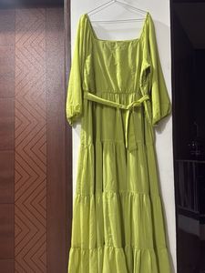 Elegant Lime Green Tiered Maxi Dress