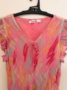 Sheer Pink Abstract Print Top