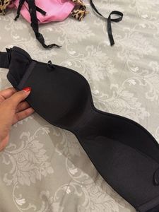 strapless black bra