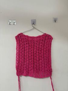 Crocheted Pink Sleeveless Top