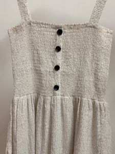 Smocked Button-Up Midi Dress