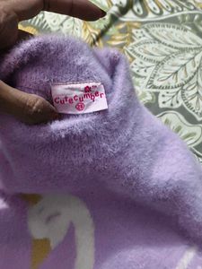 Cute Swan Graphic Lavender Sweater