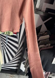 Peach Embellished Cropped Sweater