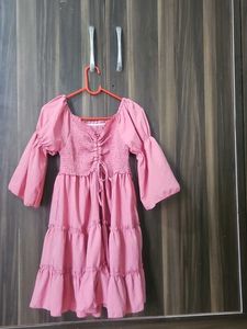 Pink Tiered Smocked Dress