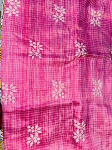 Cotton Pink Embroidered Saree