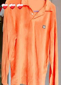 Men's Orange Long Sleeve Polo