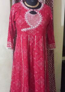 Red Bandhani Print Kurti