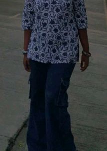 Blue Floral Print Kurta