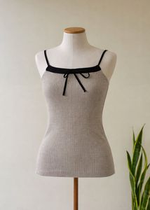 Ribbed Cami Top with Bow Detail