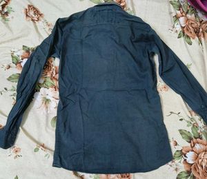 Men's Casual Dark Blue Denim Shirt