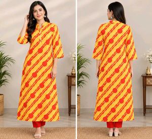 lehariya Vibrant Yellow & Red Striped Kurta