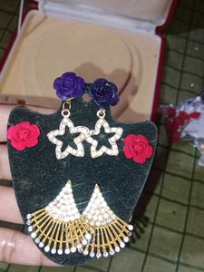 Rose &amp; Star Drop Earrings